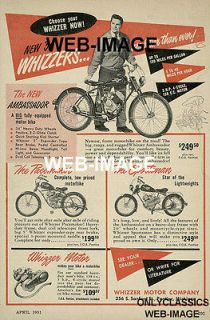 1951 WHIZZER ENGINE MOTOR BIKE POSTER PRINT MOTORIZED BICYCLE CYCLE