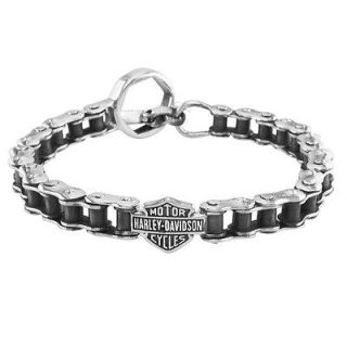 /Mod Jewelry Mens Bike Chain Bracelet w/Bar & Shield Logo, 7.5