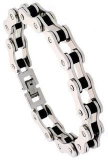 STAINLESS STEEL AND RUBBER BICYCLE CHAIN BRACELET bss63