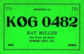 vintage CB radio QSL postcard Miller family 1960s Tower City PA