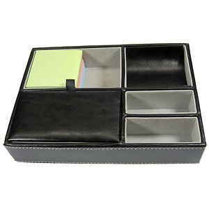 Black Simulated Durable Leather Desk or Drawer Organizer Box new