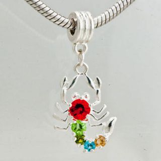 PUGSTER® COLORFUL BIRTHSTONE SCORPION DANGLE CHARM BEAD FOR D10