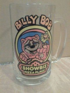 vintage 1980s retired billy bob showbiz pizza mug glass rare l@@k