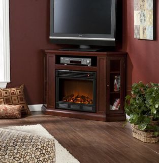 Corner Electric Fireplace Heater Media Console Stand LCD TV