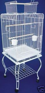 Parrot Bird Cage Top Play W/Stand Wheel 20x20x57  0124 White