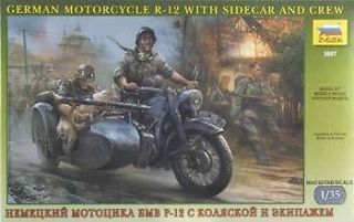 ZVEZDA 1/35 GERMAN MOTORCYCLE R 12 W/ SIDECAR MODEL KIT