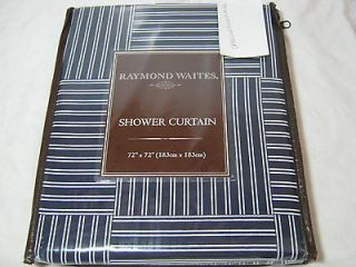 BLock Island SHOWER CURTAIN 72x72 Navy Blue and White Stripe New