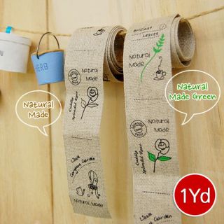 Naturalmade 38mm 2Type Linen Label Ribbon Sewing Fabric Tape Tag 3490