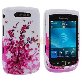 White Spring Flower Hard Case Cover for Blackberry Torch 9800 9810