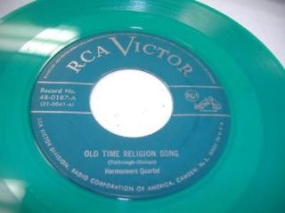 Black Gospel Green Vinyl 45 HARMONEERS QUARTET Old Time Religion Song