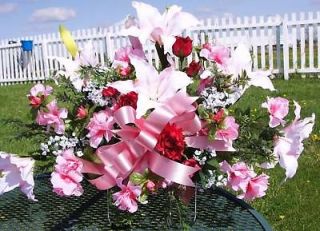Pink Casa Blanca Lily Rose Grave Memorial Day Saddle Moms In Loving