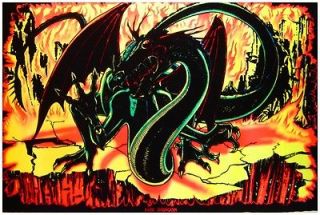 Vintage1970s~H ELLS Fire DRAGON~Avatar Blacklight Poster