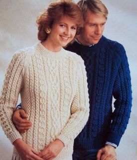 KNITTING 15 Patterns Large Sizes MEN WOMEN Aran Cables Lace Sweaters