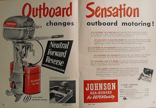 1949 Ad Johnson Sea Horse Boat Motor Outboard with Mile Master Fuel