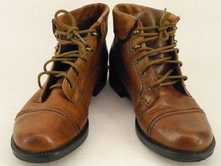 Womens boots medium brown leather Earth Spirits 6.5 M ankle cap toe