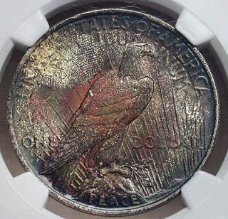 1922 NGC MS63 Colorful Toned Peace Dollar
