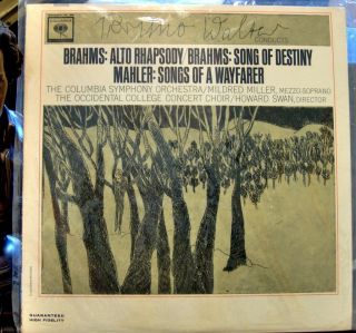 Brahms/Mahler/ Walter Alto Rhapsody; Song of Destiny Columbia