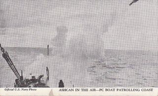 Postcard Military Ashcan Air PC Boat Patrolling Coast