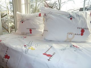GARNET HILL for KIDS ONE Cotton AIRPLANE PILLOWCASE Airplanes Made In