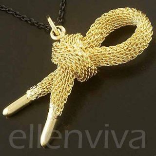 Metal Mesh Knot Black chain Necklace Jewelry Rose Gold Tone ne694gd
