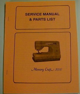Janome Memory Craft 5000 Sewing Machine Service Manual & Parts List
