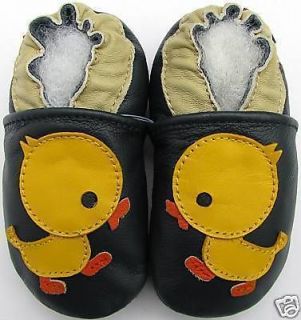 (carozoo) soft sole leather kids shoes slippers duck dark blue 5 6y