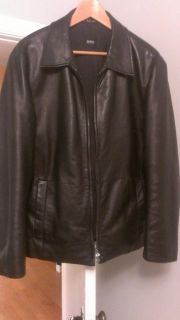 Hugo Boss Black Leather Jacket/Coat  Beautiful! Genuine BOSS!