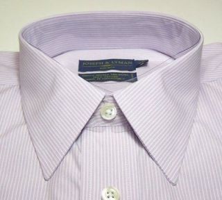 JOSEPH & LYMAN Mens Dress Shirt L 16 32/33 Lavender White Stripes NEW