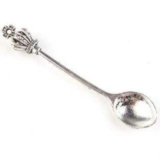 142701 New Wholesale Vintage Silver Spoon&Crown Charms Alloy Pendants
