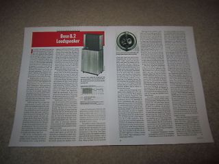 Bose 8.2 Speaker Review, 2 pgs, 1987, Rare Test