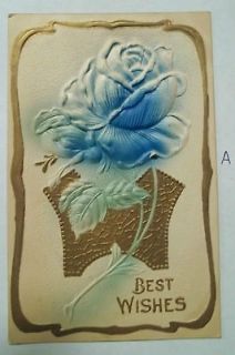 Postcard EMBOSSED Flower Card Franklin Stamp 1909 BLOOMVILLE OH Cancel