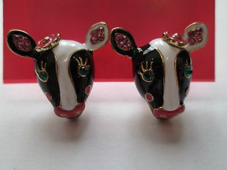 NWT Auth Betsey Johnson Lady Luck Cow Stud Earrings