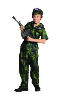 ARMY MILITARY SOLDIER CHILD BOY COSTUMES CAMOUFLAGE KIDS UNIFORM