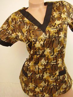 Newly listed New Women Nursing Scrubs Brown Camo Camouflage Cotton Top