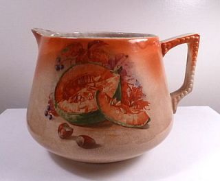 1910s DRESDEN CHINA Lemonade Pitcher w. Fruits Images