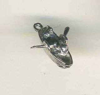 Vintage sterling MAN IN ROW BOAT with OARS charm 3 D