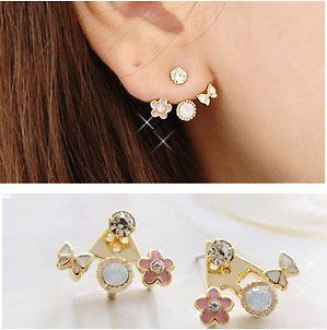 Exquisite Crystal Rhinestone Love Letter Ear Stud Heart Earrings