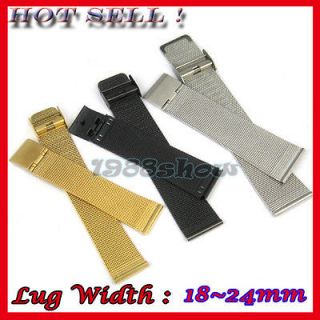 New 18~24 mm Stainless Steel Watch Mesh Bracelets Strap Perfect