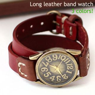 DON BOSCO]Genuine leather LONG band fashion wristwatch ant ique