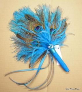 Peacock Feather Fan Bridal Bouquet Wedding choose quantity 1,2 or 3