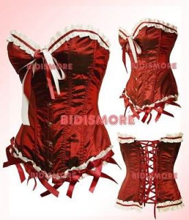 brick red satin boned bustier corset lingerie s xl from