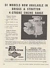 1960 BRIGGS & STRATTON 4 STROKE ENGINE Advertisement STATIONARY MOTOR