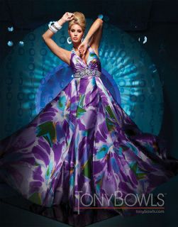 TONY BOWLS Purple $500 Prom Evening Gown   BRAND NEW  Avail Size 2,4,6