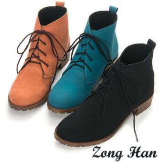 BN Womens Boyfriend Style Casual Lace Up Flat Boots in Black, Blue