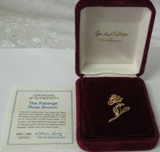 Ltd Edition Franklin Mint Solid 18K Gold Ruby Diamond Faberge Brooch