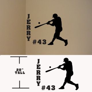 wall decal, kids baseball bedroom personalized decal,# name wall