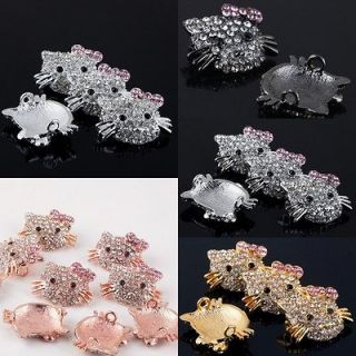 3D Hello Kitty Pave Rhinestone Crystal Bracelets Connector Beads Charm