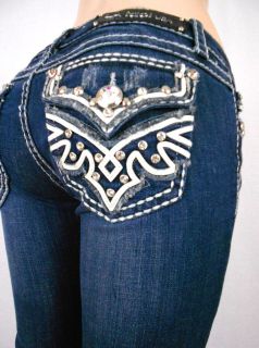 Idol Jeans Leather rhinestone Fleur De Lis Tribal Bootcut Stretch.1 13