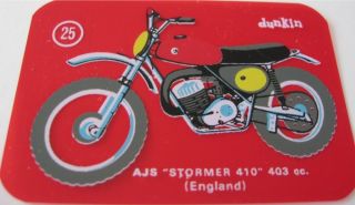 AJS Stormer 410 Vintage Dunkin Motorcycle Card MX #25 R