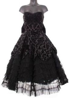 Hell Bunny Lavintage Black Lace Ball Gown Prom Formal Dress Gothic